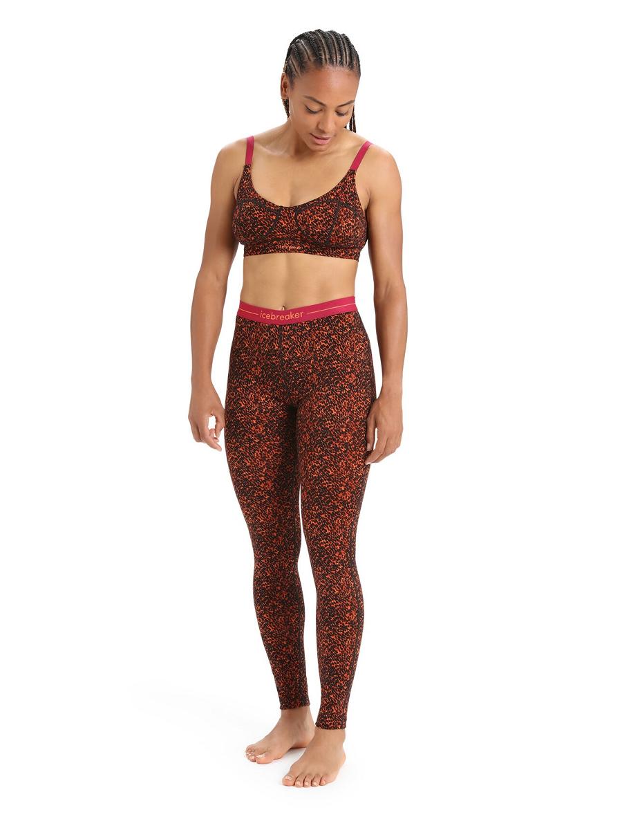 Women's Icebreaker Merino 200 Oasis Leggings Lichen One Piece & Sets Black / Cherry | CA 1151OKIR